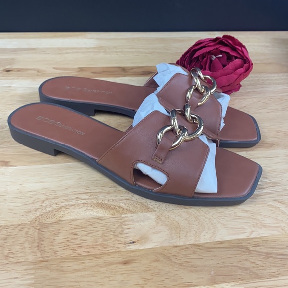BCBGeneration Brown Lacinda Flat Slide Sandals, 8M - Picture 8 of 8